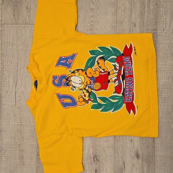 Sun Sportswear Other - 90's Vintage Garfield Eating Team Olympics Child's T Shirt Single Stitch